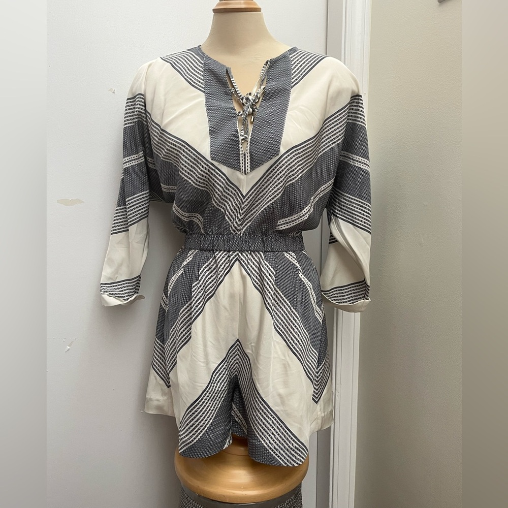 10 Crosby Derek Lam Cream and Gray Patterned Jumpsuit